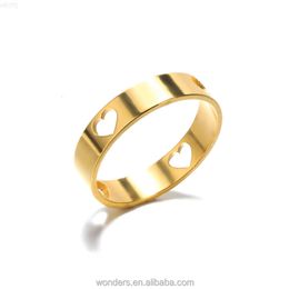 Women Wedding Open Heart Ring Band Stainless Steel Hypoallergenic Romantic Simple Rings Ladies Stackable Jewelry.