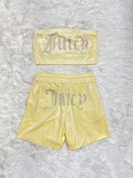 Projektant Juicy Tracksuit Kobiety Summer Sweatsus Kobiety dwupoziomowy zestaw opakowania szorty piersiowe garnitur plażowy klub nocny szczupły kolor solidny kolor seksowny set sportowy 249