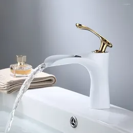 Bathroom Sink Faucets Tianview Brass Single-hole Countertop Basin Washbasin Waterfall Faucet Vanity And Cold Water