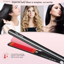 Hair Straighteners 1 Professional Super Thin Body Extra Long Titanium Plates Digital Hair Straightener Fat Iron Q240124