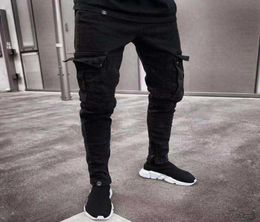 Men Skinny Jeans MultiPocket Slim Pencil Pants 2021 Black New Male Overalls Street HipHop Moto Bike Clothing Jeans X06219350827