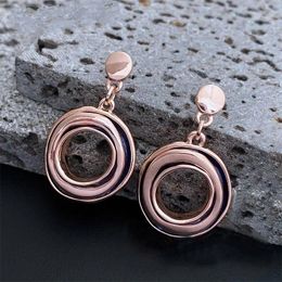 Dangle Earrings Post Stud Circular Hoop Women Girls Silver Plating Fashion Jewellery Accessories Party Gift 2024 Style