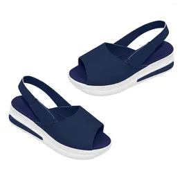 Sandals Wedge Platform Summer Gift Open Toe Casual Lightweight Women Blue Ankle Strap Fashion Beach Anti Slip Comfortable