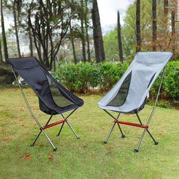 Camp Furniture Outdoor Portable Ultra Light Aluminium Alloy Folding Chairs Camping Beach Barbecue Moon Self Driving Leisure Fishing Chair