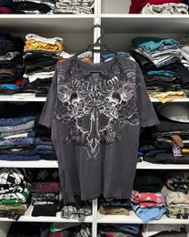 Men's T-Shirts Y2k T shirt Mens New Hip Hop Skull Graphic Round Oversized Short Slved Tops Gothic Clothing Strtwear H240429