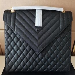 5A Top quality 487198 31cm Large Envelope Bags in Black Mixed Textured Leather For Women with Dust Bag308L