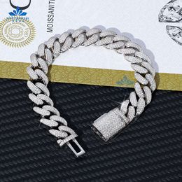 Wholesale White Gold Plated Hip Hop12mm Iced Cuban Mens Silver Hip Hop Jewellery Iced Out Diamond Miami Cuban Link Chain Bracelet