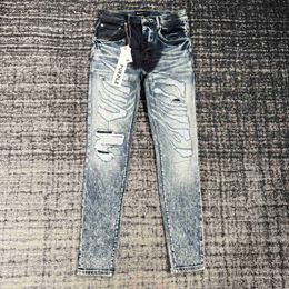 Purple-brand Fashion Mens Jeans Cool Style Luxury Designer Pant Distressed Ripped Biker Black Blue Jean Slim Fit Motorcycle Size 30-38 5XI9