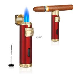 Lighters Cigar Lighter Windproof Mini Pocket 3 Jet Torch Blue Flame Butane Gas Torch Cigarette Lighters Cigar Accessories with Needle YQ240124