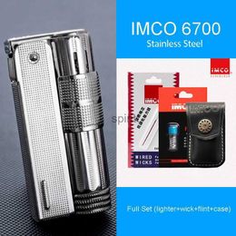 Lighters IMCO 6700 Kerosene Lighter Genuine Leather Case High Quality Portable Austria Cigarette Smoking Gift Box Flint Set YQ240124