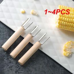 Forks 1-4PCS Corn Roast Needle Plug Barbecue Beef Sausage Fruit Wood Handle Fork Outdoor Grilling