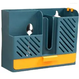 Kitchen Storage Drain Chopstick Holder Chopsticks Rack With Catch Pan And Hole Colored Wall Mounted Tableware Box