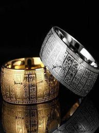 Wide 11 MM Carved Ancient Chinese Buddhism Scripture Supernatural Mens Signet Rings Stainless Steel Gold And Silver Thumb Ring7736777