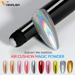 Mirrors 10pcs/kit Venalisa Air Cushion Magic Powder Pen Nail Art Laser Mirror Effect Fast Design Easy Apply Long Wear Nail Makeup Pen