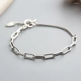 Charm Bracelets S925 Silver Plated Geometric Chain Bracelet&Bangle For Women Elegant Party Jewelry Gift Pulseras Sl091