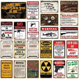 Metal Painting Area 51 Warning Fishing Pox Metal Signs No Soliciting Winchester No Trespassing Vintage Wall Painting Poster Home Decor YJ236