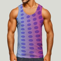 Men's Tank Tops Y2k Vintage Sports Vest For Mens Trendy Gradient Wave Point Print O-Neck Sleeveless Vests Leisure Outdoor Wear