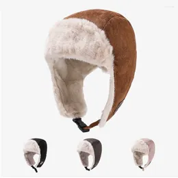 Berets Thick Face Protecting Bomber Hat Men's Skullies Beanies Women's Winter Cycling Ear Warm Flying Cap Ski Slouchy