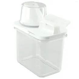 Liquid Soap Dispenser Airtight Laundry Detergent Washing Powder Container With Measuring Cup For Softener Bleach Storage