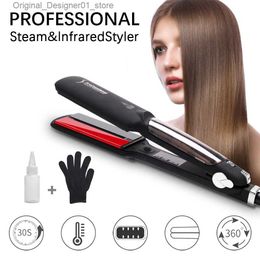 Hair Straighteners Professional Steam Hair Straightener Ceramic Steam Infrared Styler Flat Iron Vapour Tourmaline Ionic Hair Curler HairStyling Tool Q240124