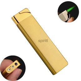 Lighters Metal Straight Windproof Lighter Cigarette Cigar Frosted Inflatable Gas Butane Lighters Small Men's Gift No Gas YQ240124
