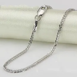 Chains 1.4mmW Thick Genuine 18K White Gold Necklace Wheat For Men And Female Style Bold 40/43/45/50cm 2024