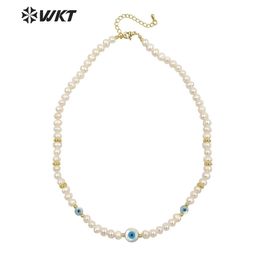 Necklaces WTJN201 Fashion Gorgeous women hand strand pearl beads necklace irregular Potatoes pearl eye charm necklace in 16 inch