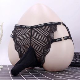 Underpants Mens Sissy Pouch Sheath Gaywear Panties Underwears Sexy Lace See-Through Briefs Knickers Tight Male Inmitate Lingerie