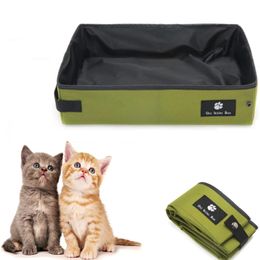 Housebreaking Foldable Cat Litter Box Collapsible Waterproof Sandbox Pan Litter Tray Toilet Travel Pet Cleaning Supplies for Outdoor Camping