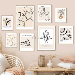 Paintings Bohemia Nordic Poster Abstract Line Sexy Woman Face Kiss Vase Wall Art Print Paintings Canvas Decoration