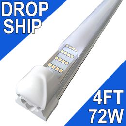 4 Foot 72W Integrated LED Tube Light 72Watt T8 4 Rows 48" Four Row 72000 Lumens(300W Fluorescent Equivalent) Milky Cover 6500K 4FT LED Shop Lights NO-RF RM usastock