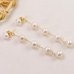 Dangle Earrings Freshwater 7-8mm White Colour Pearl Stud Nice Party Wedding Girl Female Women Gift 10 Pairs/lot