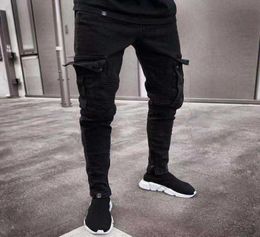 Men Skinny Jeans MultiPocket Slim Pencil Pants 2021 Black New Male Overalls Street HipHop Moto Bike Clothing Jeans X06219951015