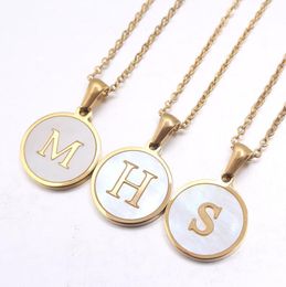 Newest Luxury Gold Colour 26 Letter Necklaces Alphabet Shell Pendant Necklace Fashion Chain Necklace For Women Men Jewelry6173519