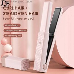 Hair Straighteners Hair Straightener Mini Fast Heating Plate Hair Styling Tools USB Portable Adjustable Temperature Curler Straight Hair Hot Comb Q240124