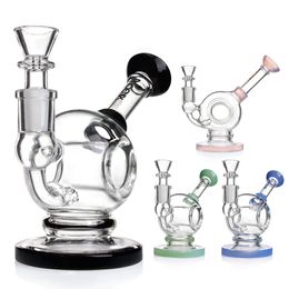 6 Inches Hookahs Heady Glass Dab Rigs New Design Oil Rigs Phoenix Glass Round Base Bong Smoke Glass Water Pipes Recycler With 14mm Bowl