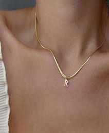 necklace Wearring inlaid diamond R letter bone chain fashion cool wind advanced feeling plated 18K Gold206y9597312