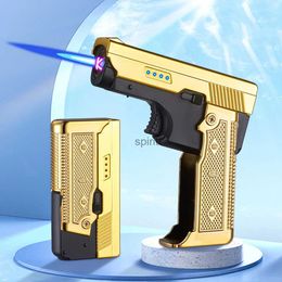 Lighters New Metal Gas Electric Dual Use Folding Gun Lighter Windproof Butane Torch Turbo Jet Plasma USB Rechargeable Lighter Men's Gift YQ240124