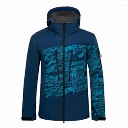 Hunting Jackets Men's Winter Water-Proof Printed Soft Shell Hiking Jacket Outdoor Activity Detachable Hood Climbing