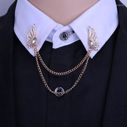 Brooches Angel Wing Brooch Pins For Men Feather Chain Badge Suit Tassel Shirt Neck Women Fashion Jewelry Lapel