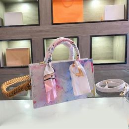 Designer white Colour rectangular handbag women's leather floral letter printed shoulder bag Fashion summer women's wear 2174