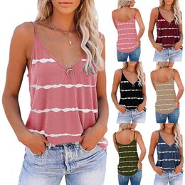 Women's Tanks Summer Women Vest Top Sleeveless Casual Loose Striped Tank Tops Fashion Ladies V-Neck Pullover Shirts Femme Clothing