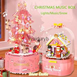 Magnetic Blocks Merry Christmas Music Box Tree Building DIY Doll House NewYear Santa Claus ldren Gifts Decorationvaiduryb