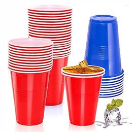 Disposable Cups Straws 45pcs Plastic Party In Red (50 Pack) Recyclable With Fill Lines For Drinks BBQ Picnics