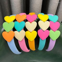 Hair Accessories Colourful Candy Heart Sponge Hairbands Children Outdoor Sweet Decorate Headband Hoop Kids Fashion