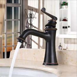 Bathroom Sink Faucets Brass Artistic Commercial Two Handle Three-Hole Oil Rubbed Bronze Vanity Mixer Tap Faucet