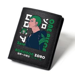 Roronoa Zoro wallet One Piece purse Cartoon Photo money bag Casual leather billfold Print notecase