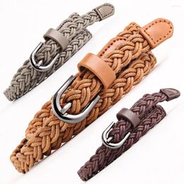 Belts Fashion Wild Vintage Female Weave Waist Band Pin Buckle Waistband Ladies Dress Cummerbands Braided Thin Belt