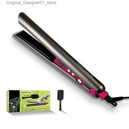 Hair Straighteners New 2 in 1 Hair Straightener Curler Fast Heating Flat Iron Negative Ion 52W 230 Ceramic Tourmaline Ionic Roller Styling Tools Q240124