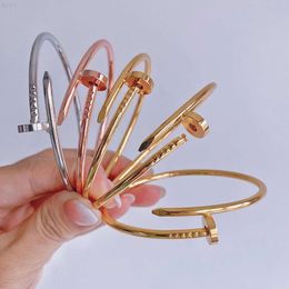 Simple Trendy Nail Bangle Cuff Braceletgold Silver Rose Gold Colour Connector Open Bracelet for Paty Gift